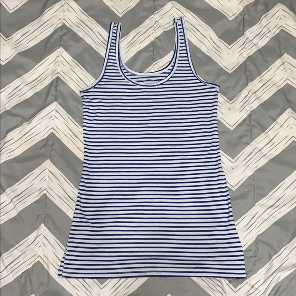 Blue and white striped tank